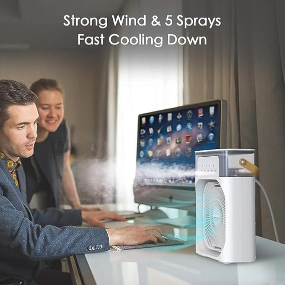 Portable Air Cooler Desk Fan with Water Spray – USB Mini Air Conditioner